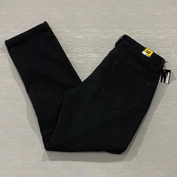 CAT Caterpillar Work Pants Mens 34 x 32 Black Canvas Fleece Lined Insulated - Picture 1 of 12